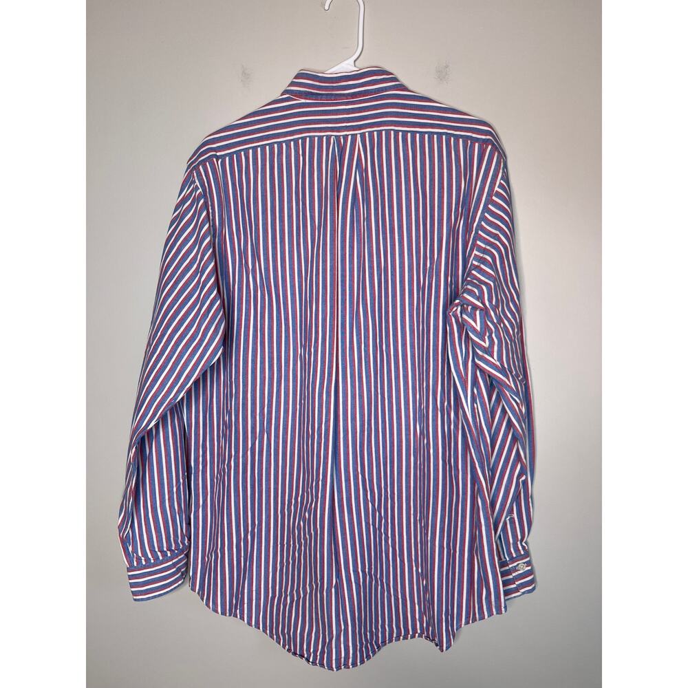 1990s Ralph Lauren Red Blue Patriotic Stripe Old Money Country Club Shirt XL - Picture 4 of 4